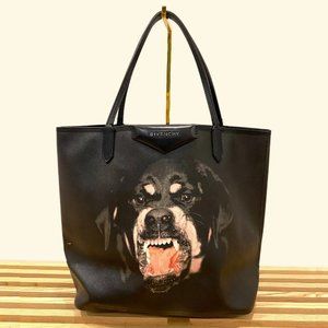 GIVENCHY Textured Coated Canvas Rottweiler Pint Large Antigona Tote Black
